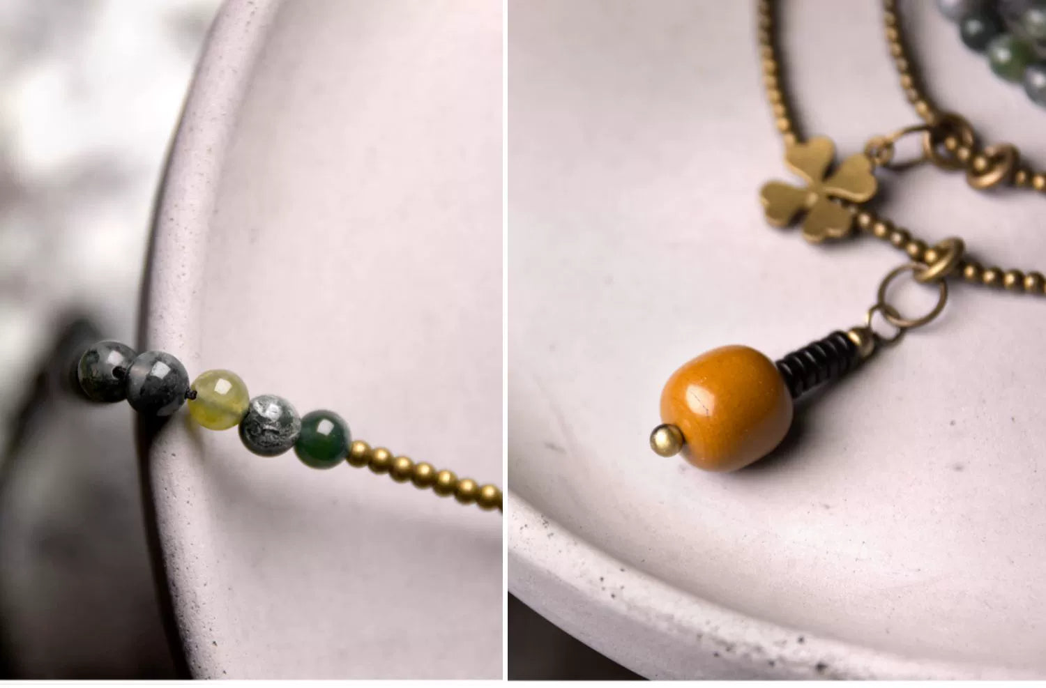 Vintage Multi-Layer Moss Agate & Yellow Jade Bead Bracelet – Buddhist Wrap Bracelet