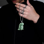 Natural Green Jadeite Cute Dinosaur Pendant – A-Grade Jade, S925 Silver, Fun & Playful Talisman