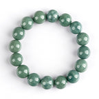 Natural A-Grade Jadeite Deep Bean Green Round Bead Bracelet – Elegant & Timeless