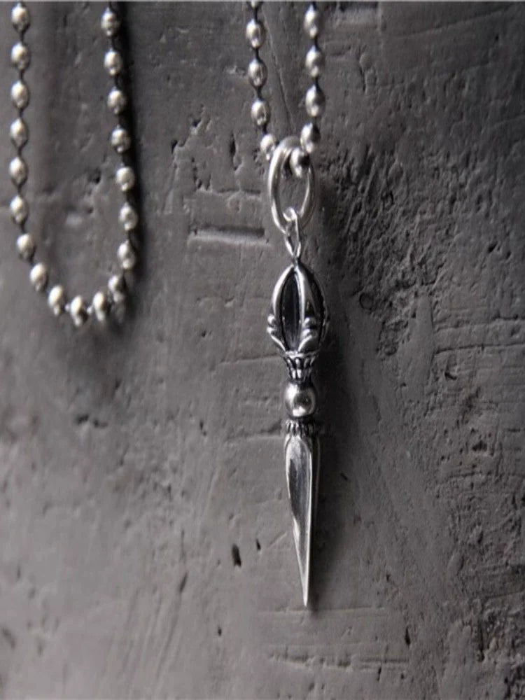 Vajra Pestle S925 Sterling Silver Retro Necklace Pendant