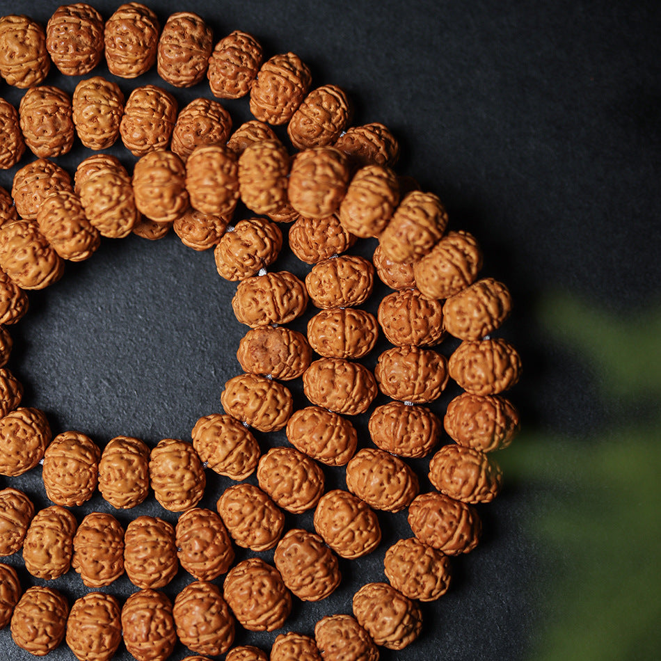 Premium Six-Petal Double Dragon Pattern Rudraksha 108 Mala Beads Bracelet