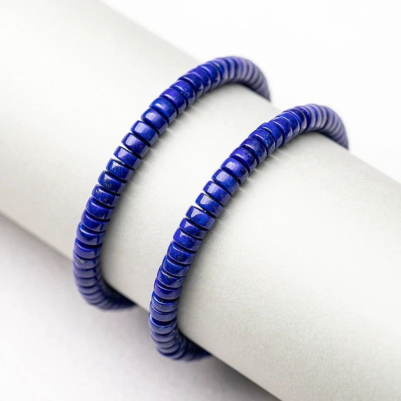 Collector-Grade Natural Lapis Lazuli Straight-Cut Thin Slice Bracelet