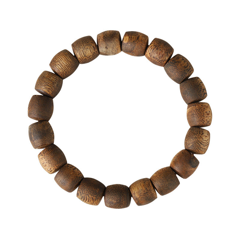 Natural Old Material Hainan Agarwood High-Oil Barrel Bead Bracelet