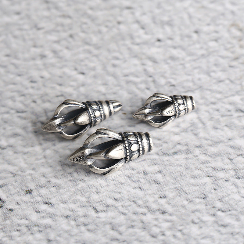 S925 Silver, Vajra Pestle, Tibetan Bracelet Jewelry, Disciple Bead Accessories, Rope End Pendant DIY Accessories