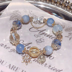 DIY Aquamarine Blue Crystal White Crystal Bracelet Snowflake Starry Sky Bracelet for Women