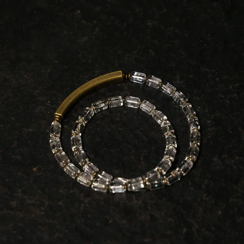 Double-Layer White Quartz Bracelet Layered Crystal Energy Jewelry for Women