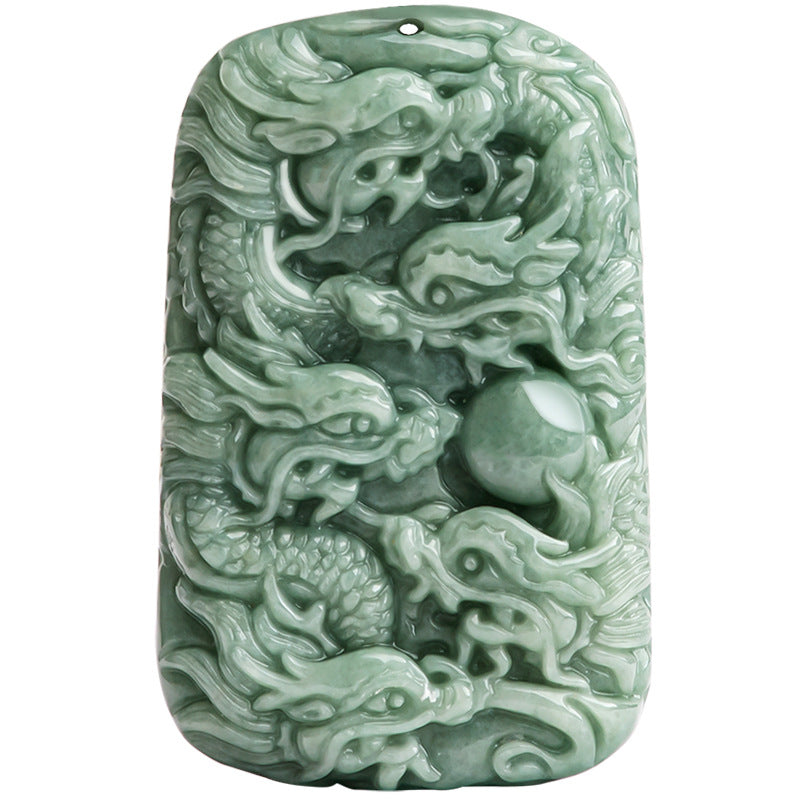 Natural A-Grade Jadeite Nine-Dragon Talisman Pendant – Protect Your Zodiac with Power & Luck