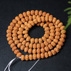 Premium Six-Petal Double Dragon Pattern Rudraksha 108 Mala Beads Bracelet