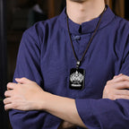 Natural Aged Black Jadeite Pendant – Eight Guardian Birth Buddhas Zodiac Statue, Unisex, Customizable Design