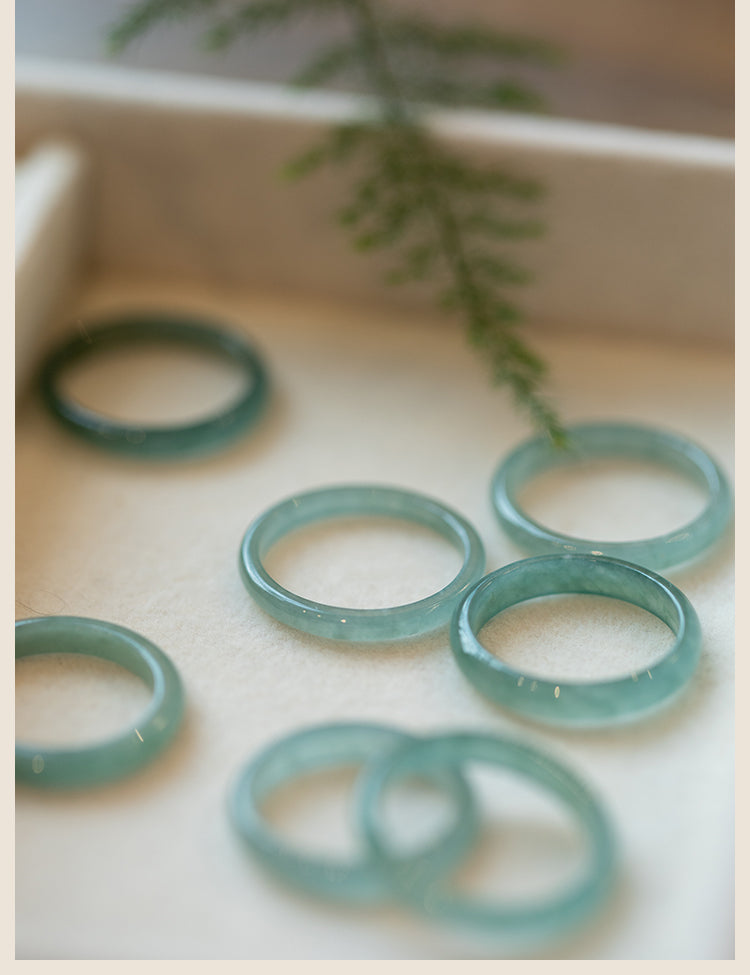 Natural A-Grade Icy Blue Jadeite Ring | Buddha3bodhi Spiritual Couple Rings