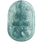 Natural Blue Water Jadeite Akasagarbha Bodhisattva Pendant – Zodiac Ox and Tiger Guardian Buddha