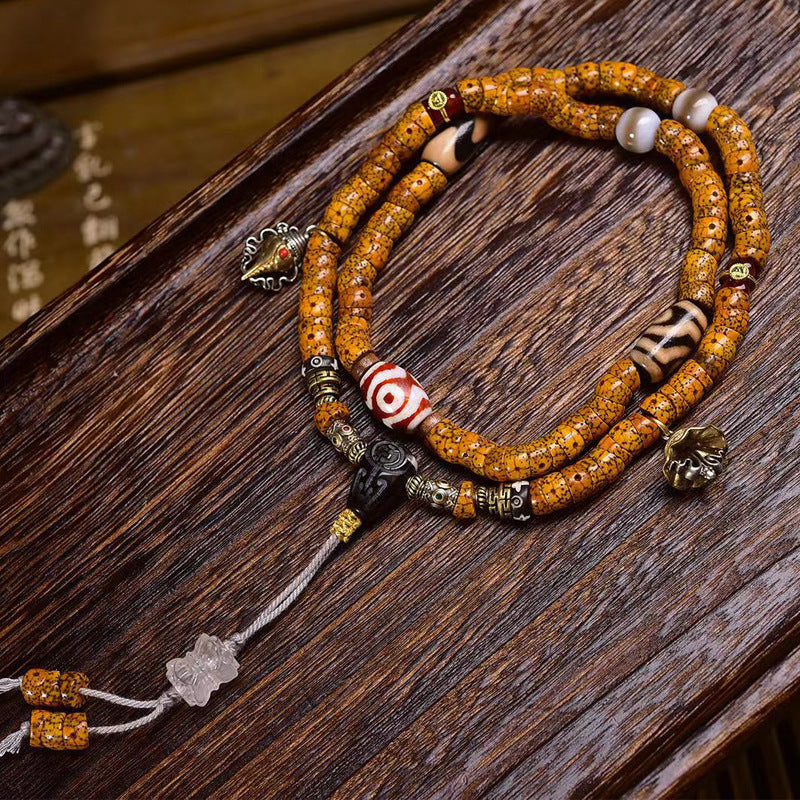 Natural Star and Moon Bodhi 108 Beads Mala Necklace – Stress Relief Design with Agate Dzi Bead Accessories