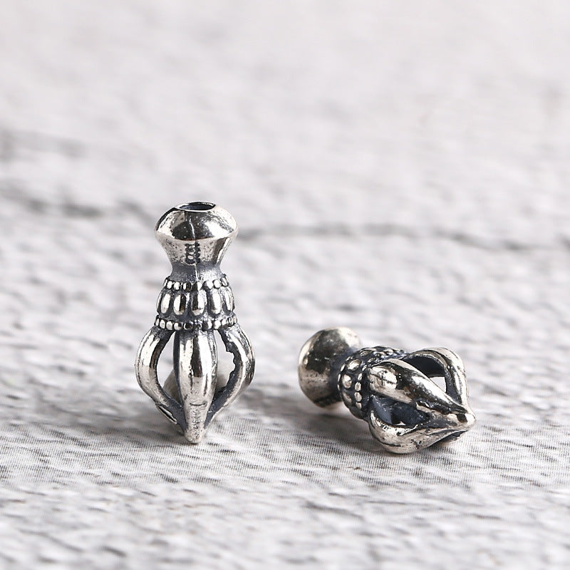 S925 Silver, Elephant Trunk God Vajra Pestle Pendant Disciple Bead Silver Pestle, Ending Bead Bracelet DIY Accessories