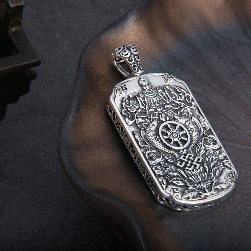 925 Sterling Silver Yellow Jambhala Tibetan Pendant