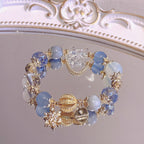DIY Aquamarine Blue Crystal White Crystal Bracelet Snowflake Starry Sky Bracelet for Women