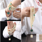 Straight-Cut White Jade Bodhi Root 108 Mala (9×6mm) – Clean & Minimalist Design