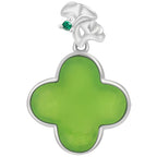 Natural Spinach Green Aged Hetian Green Jade Four-Leaf Clover Pendant with S925 Silver for Women