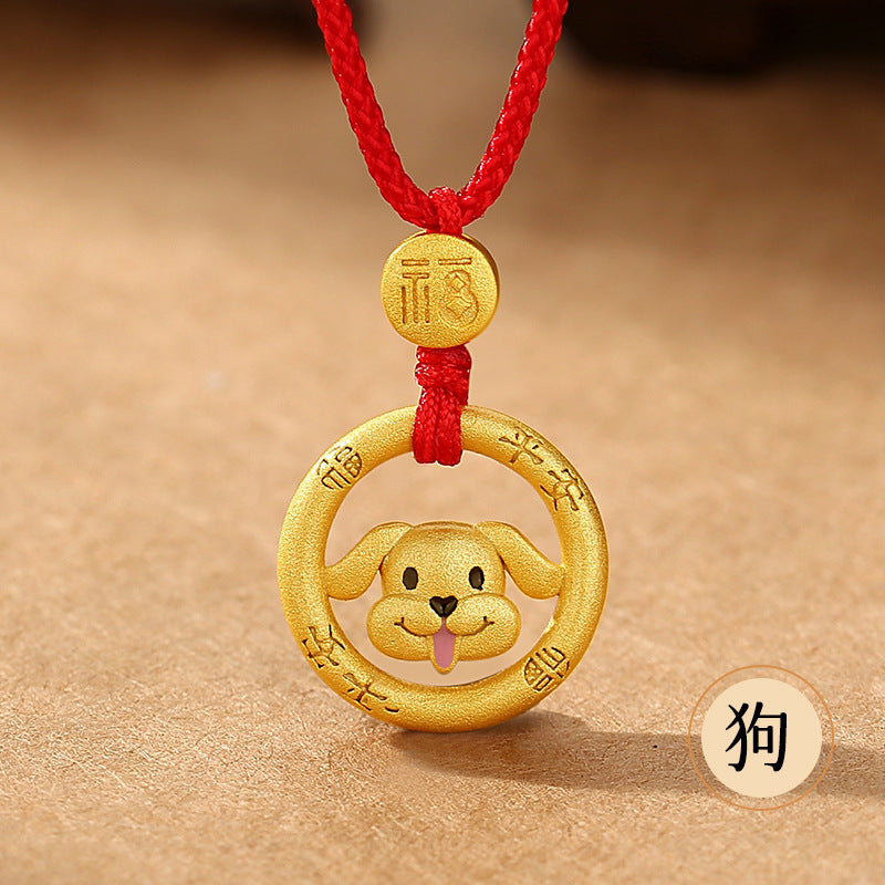 Year of the Horse Chinese Zodiac Red String Necklace – Handwoven Luck Amulet