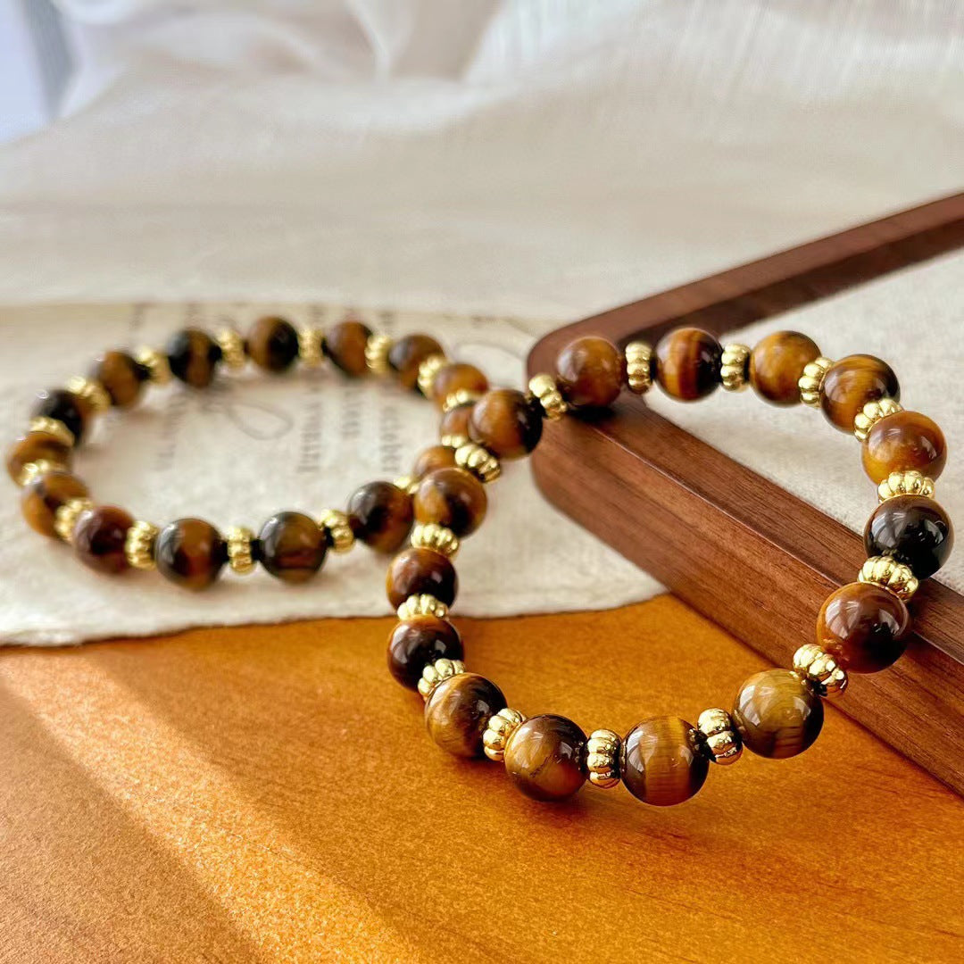Vintage Maillard Style Natural Tiger's Eye Stone Bracelet
