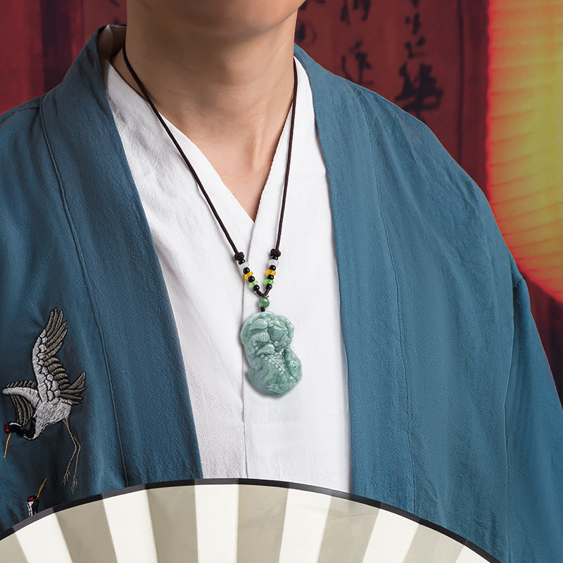 Natural Jadeite Pixiu Pendant – Ice Jade Men's Pendant
