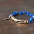 Irregular Lapis & Brass Single-Strand Bracelet