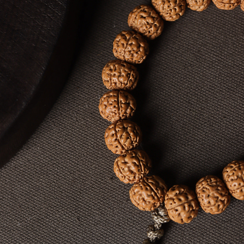Natural Rudraksha Pumpkin Double Dragon Bracelet, 13-16mm Beads