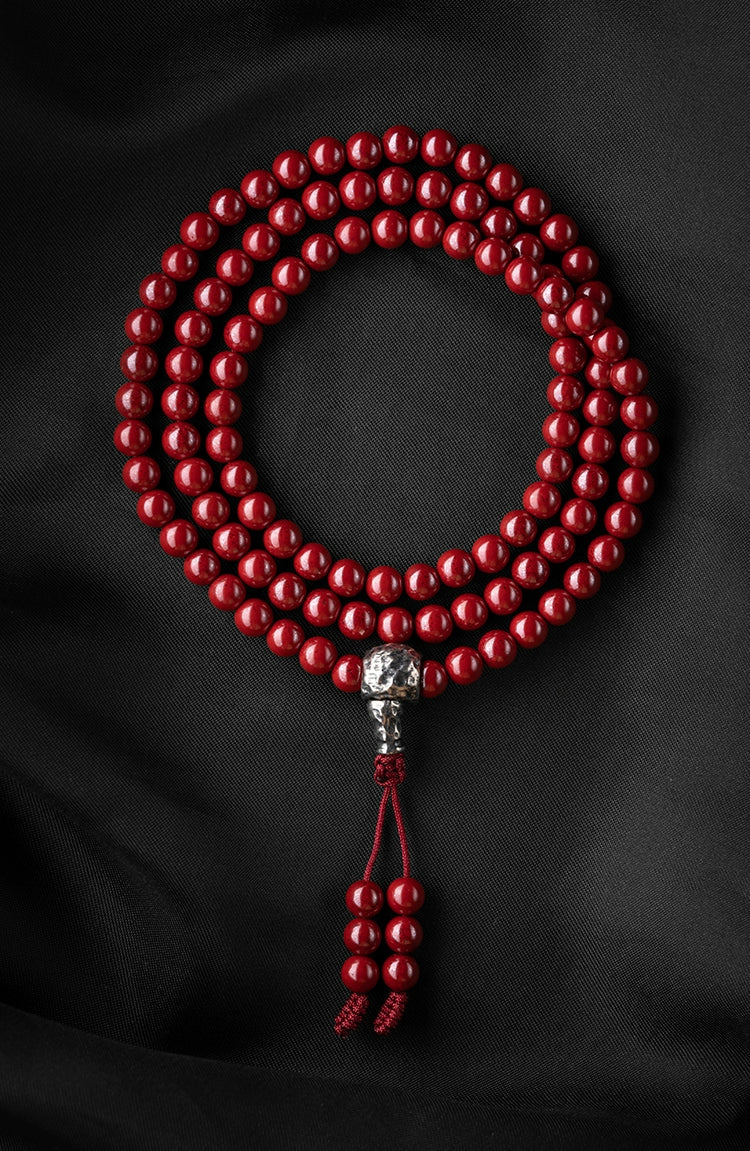 Buddha3bodhi 6mm Cinnabar 108 Bead Mala High-Quality Prayer Beads
