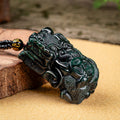 Black Green Jade Pixiu Pendant – Symbol of Wealth and Protection