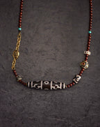 Handmade Lobular Purple Sandalwood Tibetan Dzi Beads Pendant