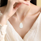 Natural Hetian White Jade Wushi Plaque Pendant – Protective Talisman for Peace & Balance