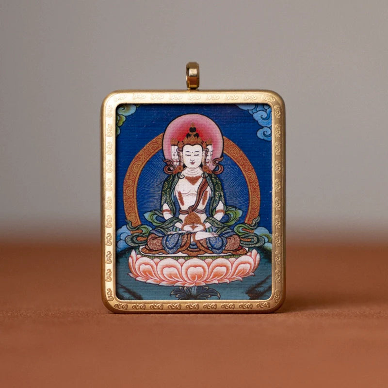 Tibetan Thangka  Amulet Talisman Pendant Necklace (35mm*45mm)