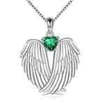 Angel Wings Zircon Necklace – Sparkling Wing Pendant in Green or Blue