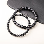 Natural Black Agate Hexagonal Bead Bracelet Unisex Couple Design