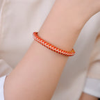 New Dragon Scale Braided Cord Bracelet with Peach Blossom Knot