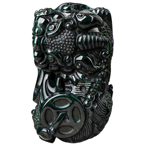 Black Green Jade Pixiu Pendant – Symbol of Wealth and Protection