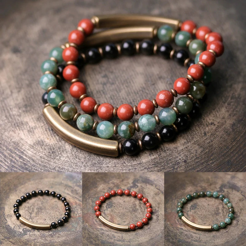 Multi-Layer Natural Red Jasper Bracelet Couple’s Grounding & Vitality Bracelet