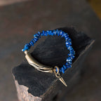 Irregular Lapis & Brass Single-Strand Bracelet