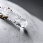 Double-Layer Black Rutilated Quartz Bracelet with White Crystal Pendant for Protection & Mental Clarity