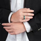 Natural A-Grade Blue Water Jadeite Square Ring