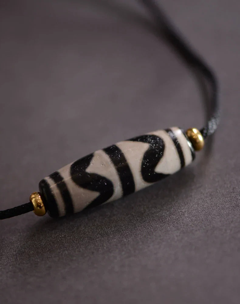 Tibetan Nine-Eyed Beads Pendant Unisex Dzi Beads Necklace