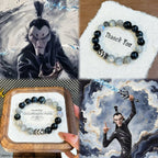 Nezha Series Bracelet Natural Gray Moonstone & Blue Tiger’s Eye Bracelet for Men