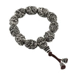 Vintage Men's Silver Bracelet Sun Wukong Fighting Buddha Beaded Bracelet