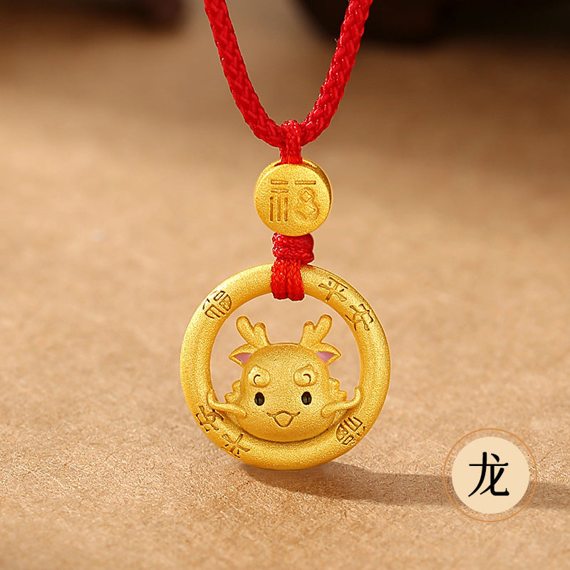 Year of the Horse Chinese Zodiac Red String Necklace – Handwoven Luck Amulet