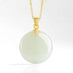 Natural Aged Hetian White Jade Round Pendant for Women