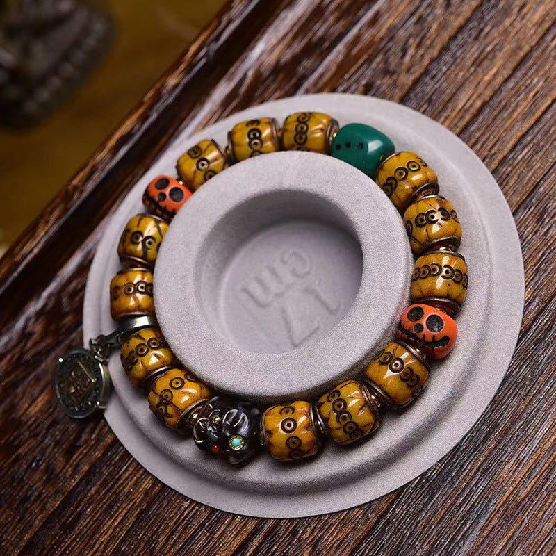 Tibetan Hand-Carved Yak Bone Bracelet – Unique Spiritual Tibetan-Style Bracelet