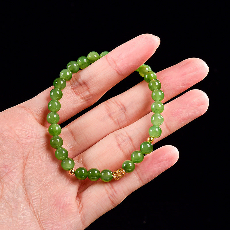 Women’s Genuine Aged Green Hetian Jade Bamboo Bracelet– Handcrafted Jade Jewelry
