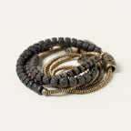 Tibetan Handmade Double-Wrap Coconut Shell & Brass Dzi Bracelet · Earthborn Wisdom, Sacred Protection
