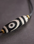 Tibetan Nine-Eyed Beads Pendant Unisex Dzi Beads Necklace