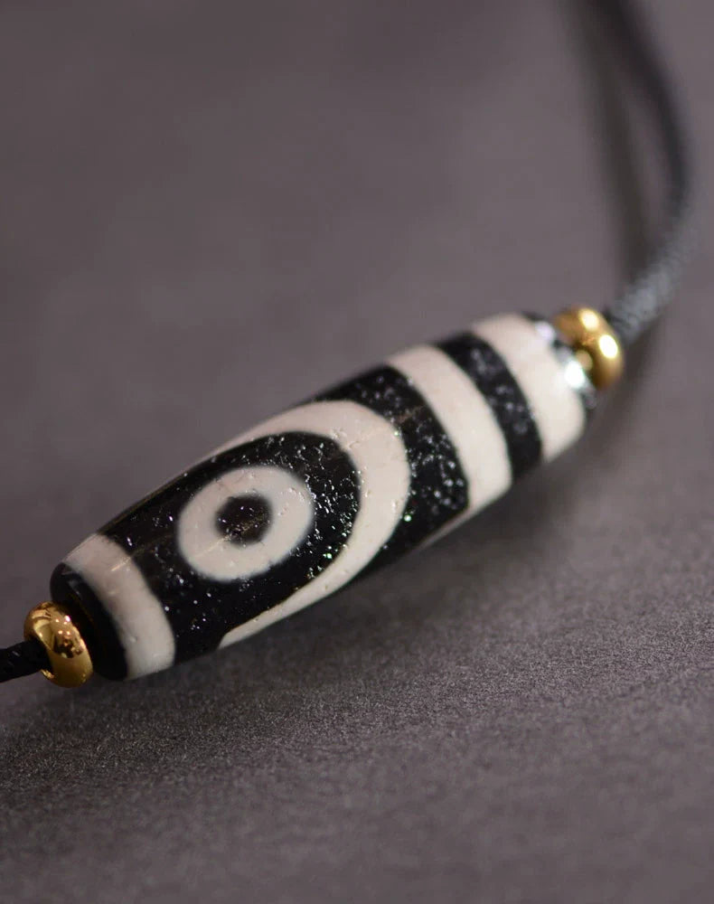 Tibetan Nine-Eyed Beads Pendant Unisex Dzi Beads Necklace
