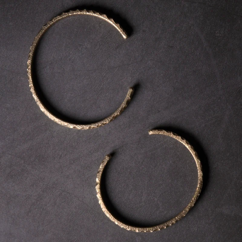 Tibetan Vintage Handmade Brass Cuff Bracelet Couple Jewelry for Spiritual Balance